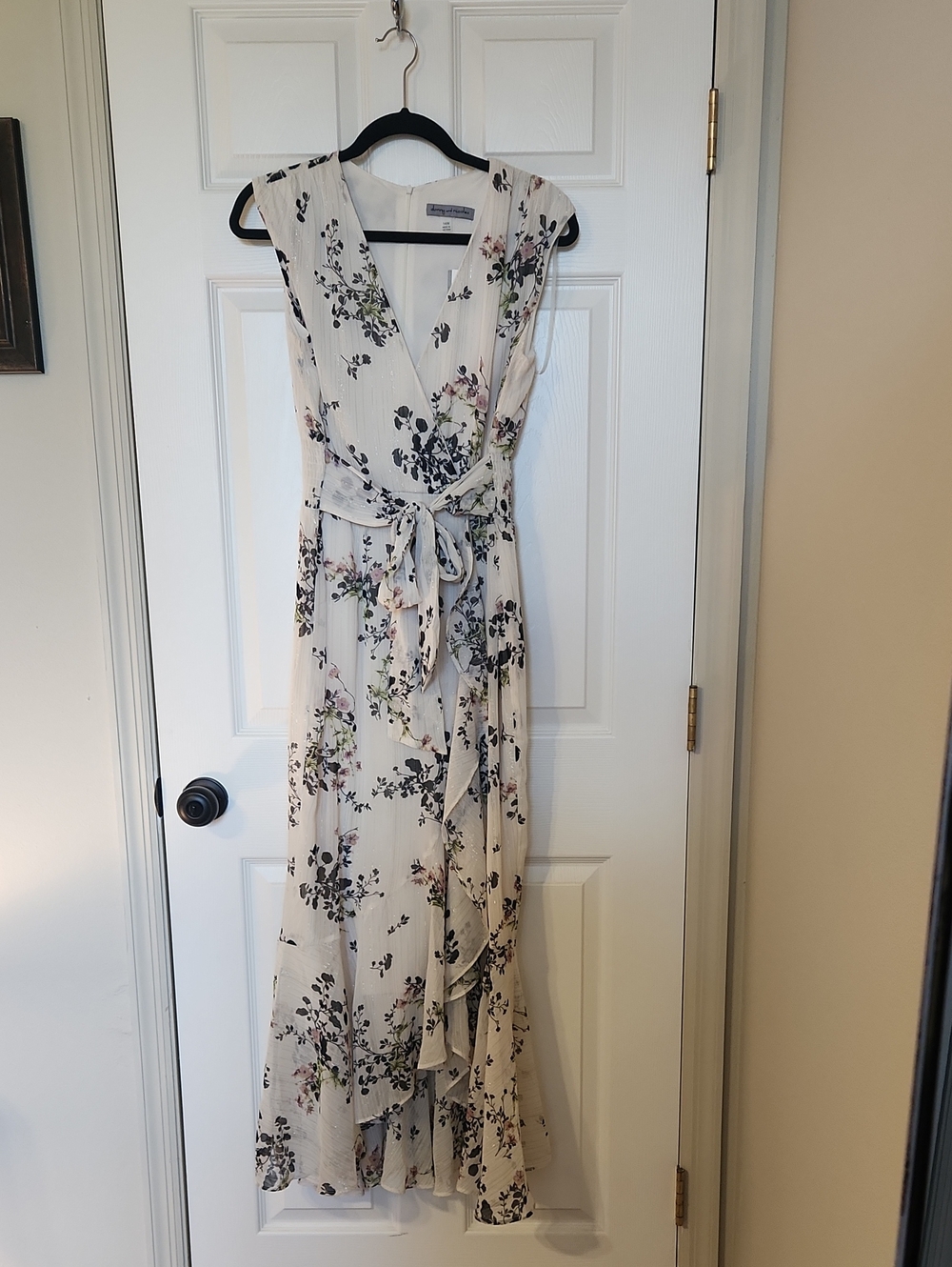 Danny & Nicole Cream Floral Wrap Maxi Dress